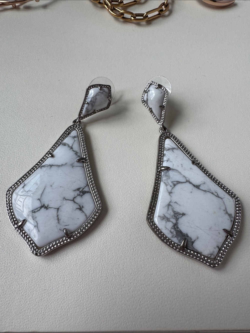 Kendra Scott Alexis Howlite Drop Earrings with Silver-Tone Trim